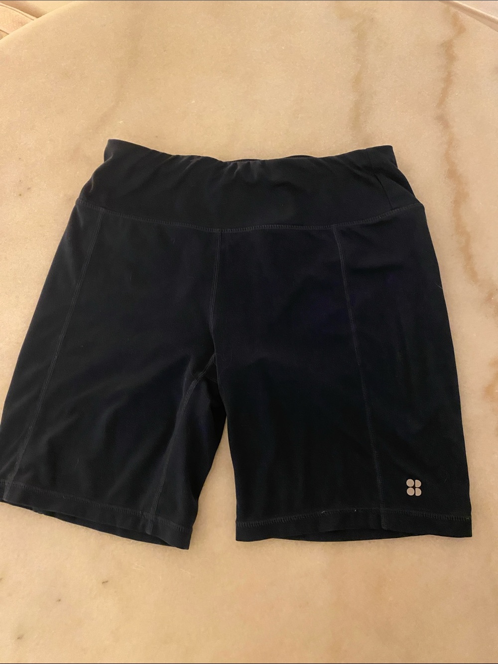 Sweaty Betty Teal Bike Shorts with Reflective Logo